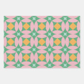 Retro Mid Century Mod Shapes Patroon | Roze groen Inpakpapier Vel (Voorkant 2)