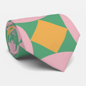 Retro Mid Century Mod Shapes Patroon | Roze groen Stropdas (Opgerold)