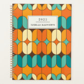Retro Mid Century Mod Sinaasappel gepersonaliseerd Planner (Voorkant)