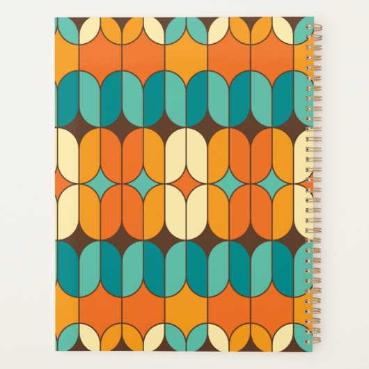 Retro Mid Century Mod Sinaasappel gepersonaliseerd Planner (Achterkant)