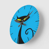 Retro Mid Century Modern 1950 atoomzwart kat Ronde Klok (Hoek)