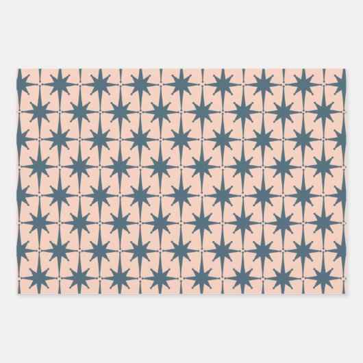 Retro Mid Century Modern 50s Starburst Patroon Inpakpapier Vel (Voorkant 2)