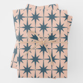 Retro Mid Century Modern 50s Starburst Patroon Inpakpapier Vel (In situ)