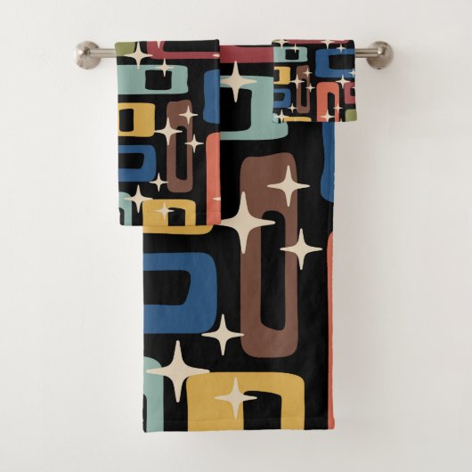 Retro Mid Century Modern Abstract Bad Handdoek (Insitu)