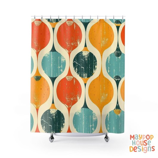 Retro Mid Century Modern Abstract Douchegordijn