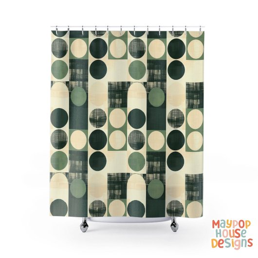Retro Mid Century Modern Abstract Douchegordijn