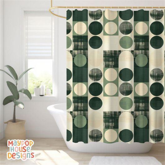 Retro Mid Century Modern Abstract Douchegordijn