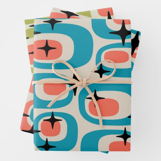 Retro Mid Century Modern Abstract Inpakpapier Vel (In situ)