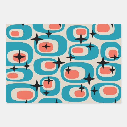 Retro Mid Century Modern Abstract Inpakpapier Vel (Voorkant)
