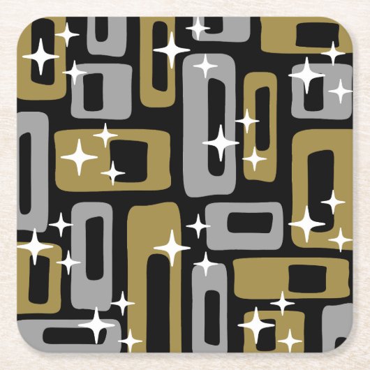 Retro Mid Century Modern Abstract Kartonnen Onderzetters (Voorkant)