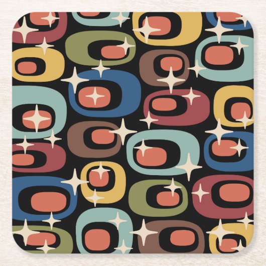 Retro Mid Century Modern Abstract Kartonnen Onderzetters (Voorkant)