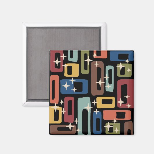 Retro Mid Century Modern Abstract Magneet (Voorkant / Achterkant)