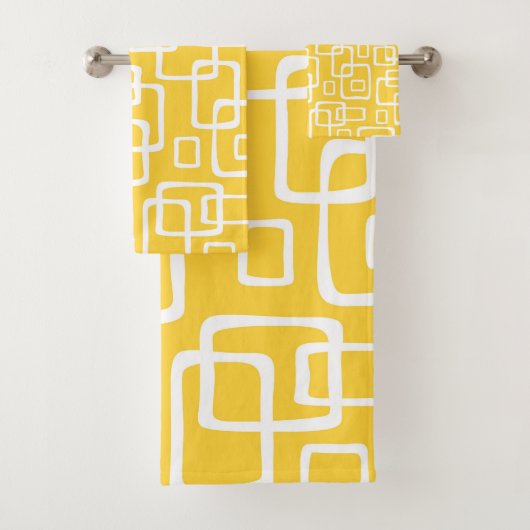 Retro Mid Century Modern Abstract patroon Bad Handdoek (Insitu)