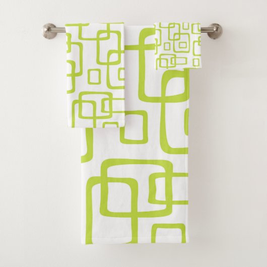 Retro Mid Century Modern Abstract patroon Bad Handdoek (Insitu)