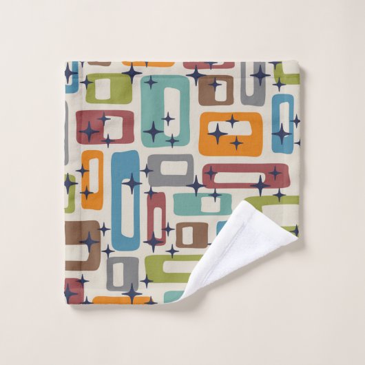 Retro Mid Century Modern Abstract patroon Bad Handdoek (Wasdoekje)