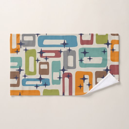 Retro Mid Century Modern Abstract patroon Bad Handdoek (Handdoek)