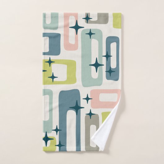 Retro Mid Century Modern Abstract patroon Bad Handdoek (Handdoek)