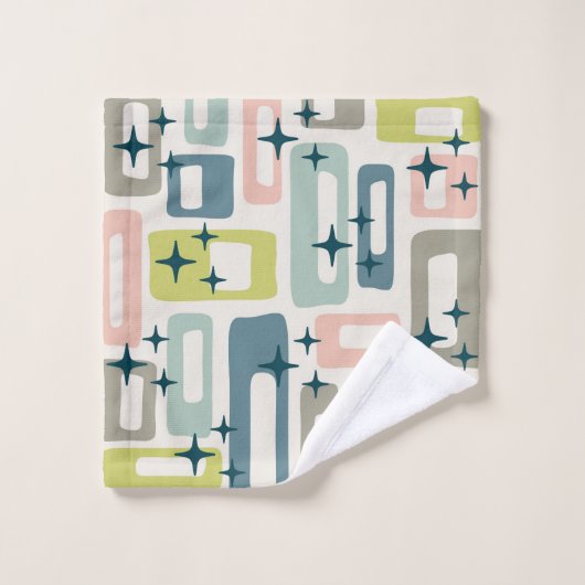 Retro Mid Century Modern Abstract patroon Bad Handdoek (Wasdoekje)