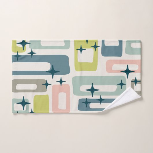 Retro Mid Century Modern Abstract patroon Bad Handdoek (Handdoek)