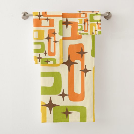Retro Mid Century Modern Abstract patroon Bad Handdoek (Insitu)