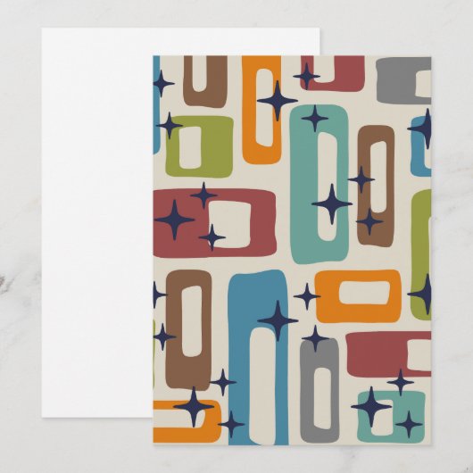 Retro Mid Century Modern Abstract patroon Feestdagenkaart (Voorkant / Achterkant)