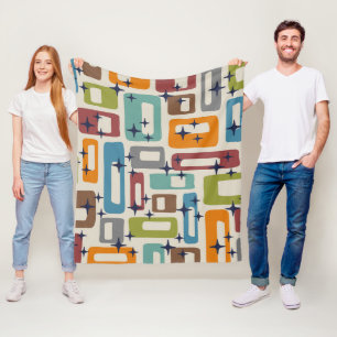 Retro Mid Century Modern Abstract patroon Fleece Deken