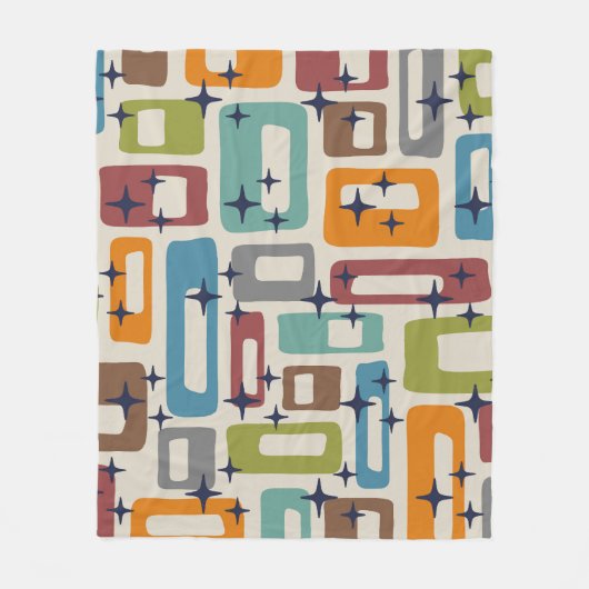 Retro Mid Century Modern Abstract patroon Fleece Deken (Voorkant)