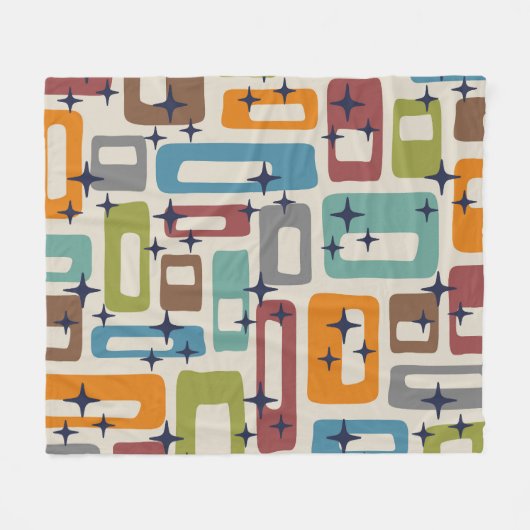 Retro Mid Century Modern Abstract patroon Fleece Deken (Voorkant (Horizontaal))