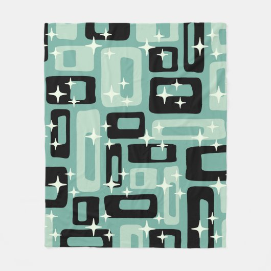Retro Mid Century Modern Abstract patroon Fleece Deken (Voorkant)