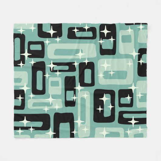Retro Mid Century Modern Abstract patroon Fleece Deken (Voorkant (Horizontaal))