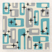 Retro Mid Century Modern Abstract patroon Glazen Onderzetter (Voorkant)