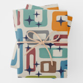 Retro Mid Century Modern Abstract patroon Inpakpapier Vel (In situ)