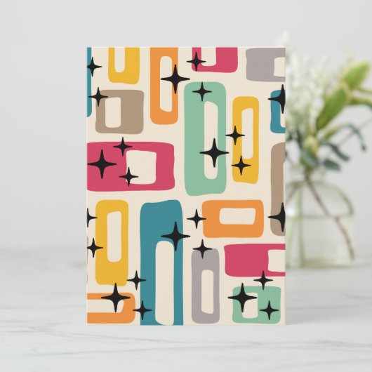 Retro Mid Century Modern Abstract patroon Kaart (Staand voorkant)