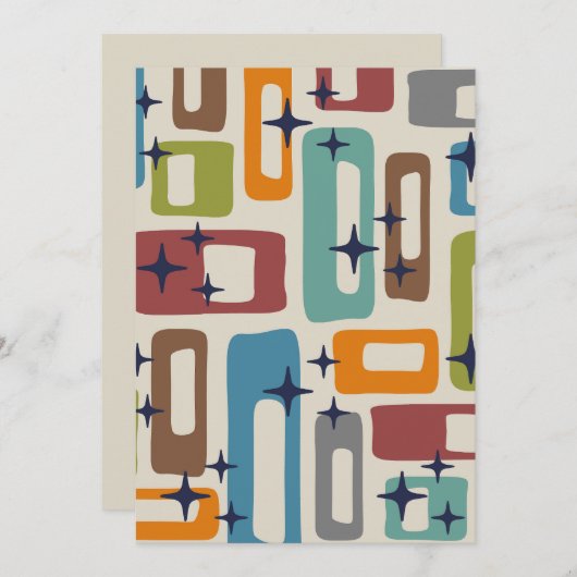Retro Mid Century Modern Abstract patroon Kaart (Voorkant / Achterkant)