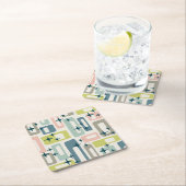 Retro Mid Century Modern Abstract patroon Kartonnen Onderzetters (Insitu)