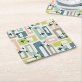 Retro Mid Century Modern Abstract patroon Kartonnen Onderzetters (Schuin)