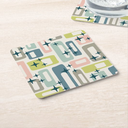 Retro Mid Century Modern Abstract patroon Kartonnen Onderzetters (Schuin)