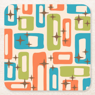 Retro Mid Century Modern Abstract patroon Kartonnen Onderzetters
