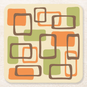 Retro Mid Century Modern Abstract patroon Kartonnen Onderzetters