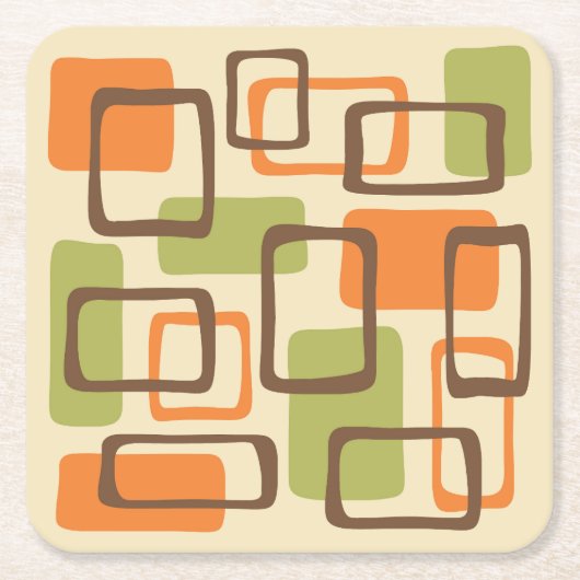 Retro Mid Century Modern Abstract patroon Kartonnen Onderzetters (Voorkant)