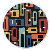Retro Mid Century Modern Abstract patroon Keramische Knop (Voorkant)