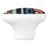 Retro Mid Century Modern Abstract patroon Keramische Knop (Zijkant)