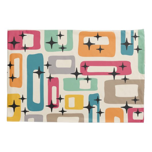 Retro Mid Century Modern Abstract patroon Kussensloop (Achterkant-Links)