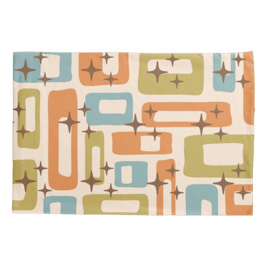 Retro Mid Century Modern Abstract patroon Kussensloop (Achterkant-Links)