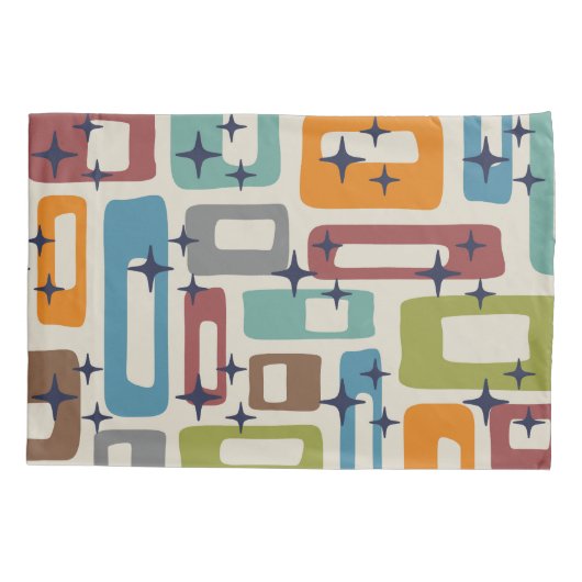 Retro Mid Century Modern Abstract patroon Kussensloop (Achterkant-Links)