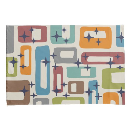 Retro Mid Century Modern Abstract patroon Kussensloop (Voorkant-Rechts)