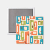Retro Mid Century Modern Abstract patroon Magneet (Voorkant / Achterkant)