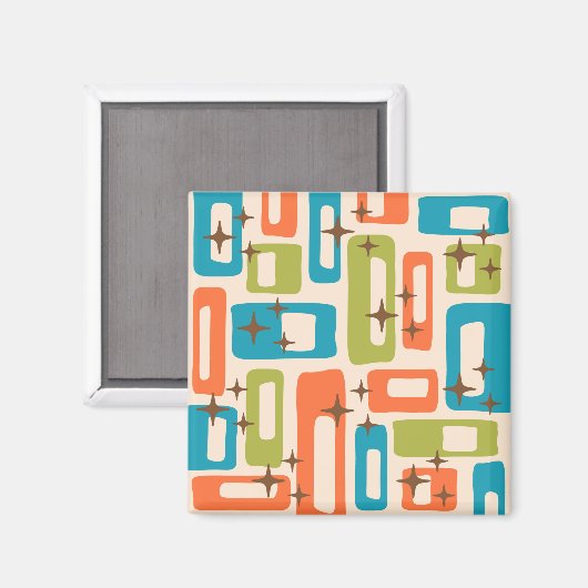 Retro Mid Century Modern Abstract patroon Magneet (Voorkant / Achterkant)