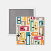 Retro Mid Century Modern Abstract patroon Magneet (Voorkant / Achterkant)