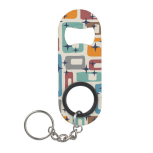 Retro Mid Century Modern Abstract patroon Mini Flessenopener